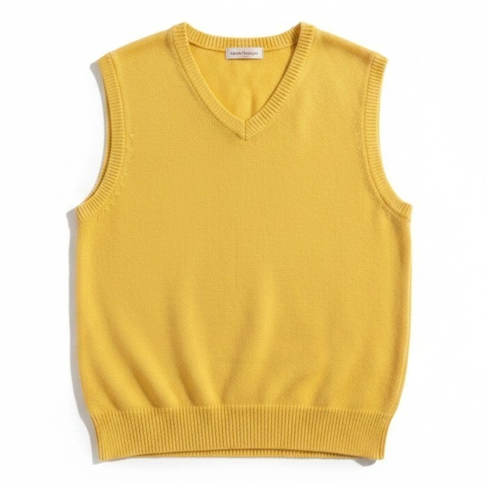 Montgomery Ward Yellow V-Neck Sweater Vest,‎ Woman's XL, Vtg 100% Virgin Acrylic
